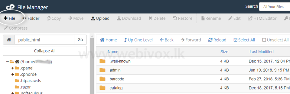 create new file in filemanager