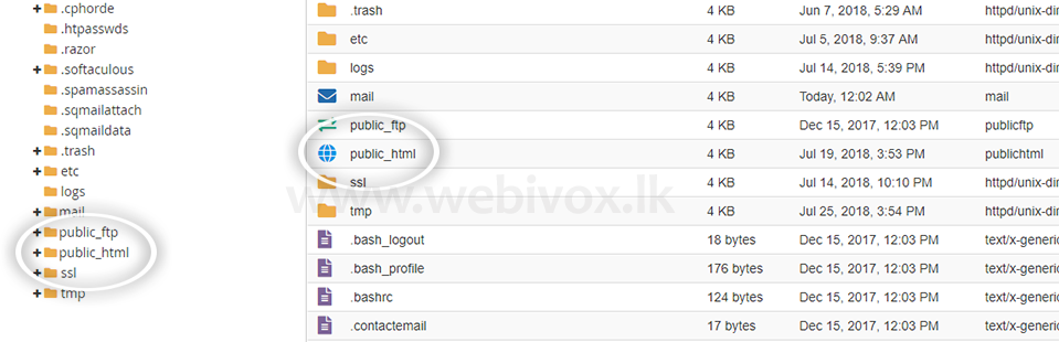 public_html in the file manage cpanel